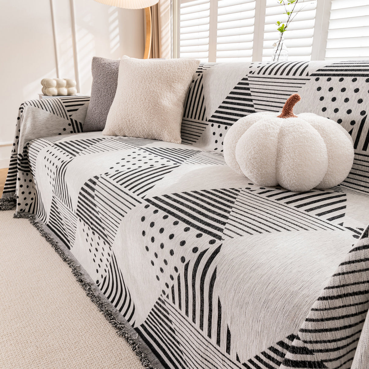 Chenille Geometric Patterned Sofa Throw, Couch Covers for Sectionals for Pets, Throw Cover for Couch