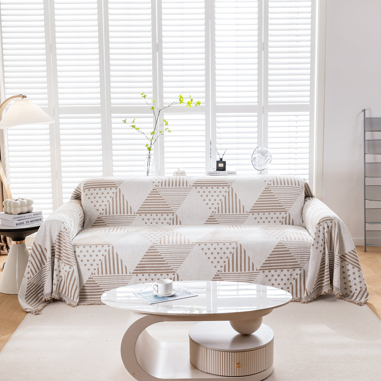 Chenille Geometric Patterned Sofa Throw, Couch Covers for Sectionals for Pets, Throw Cover for Couch