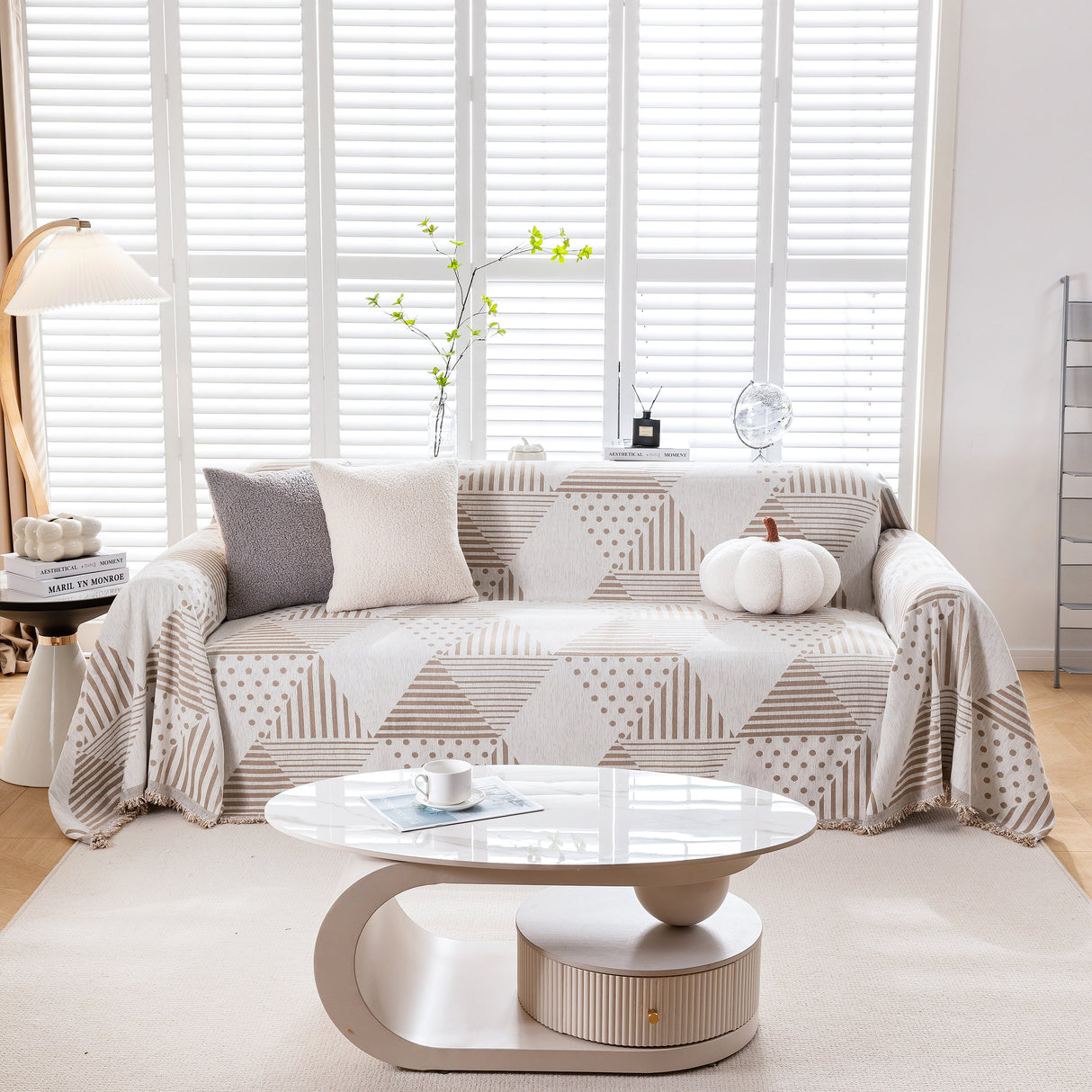 Chenille Geometric Patterned Sofa Throw, Couch Covers for Sectionals for Pets, Throw Cover for Couch