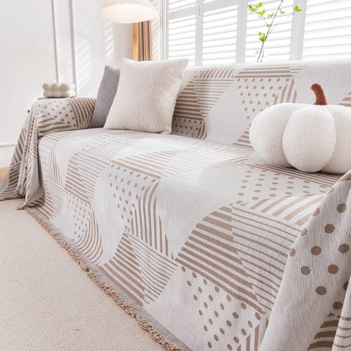 Chenille Geometric Patterned Sofa Throw, Couch Covers for Sectionals for Pets, Throw Cover for Couch