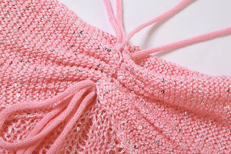 Sweet Like Sugar Distressed Crochet Mini Skirt Set