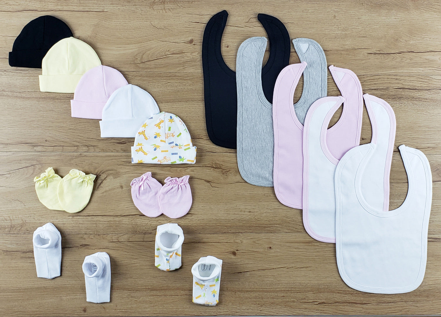 14 pc Set of Bibs, Caps, Booties