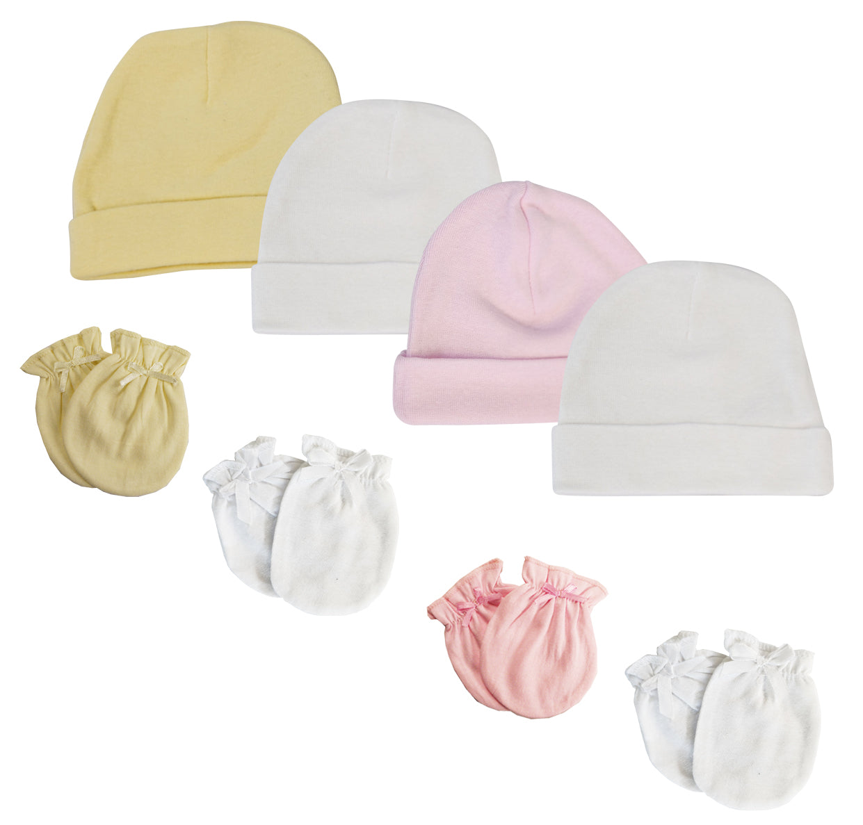 Baby Girls Caps and Mittens (Pack of 8)