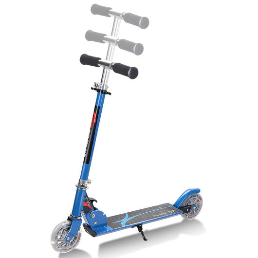 Folding Aluminum Kids Kick Scooter with LED Lights-Blue