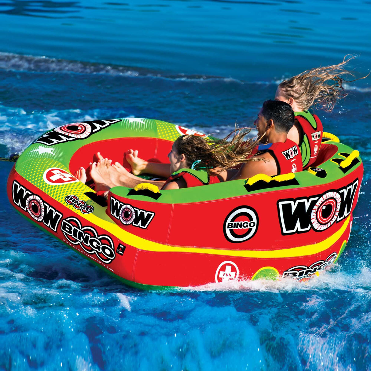 WOW Sports Bingo 1-3 Person Towable Water Tube For Pool and Lake (14-1070) by Jupiter Gear