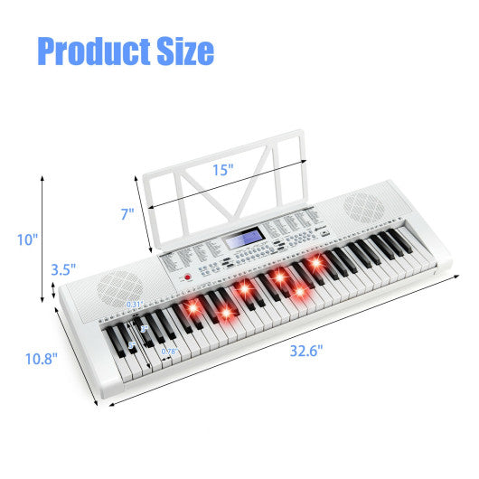 61-Key Electric Piano Keyboard for Beginner-White