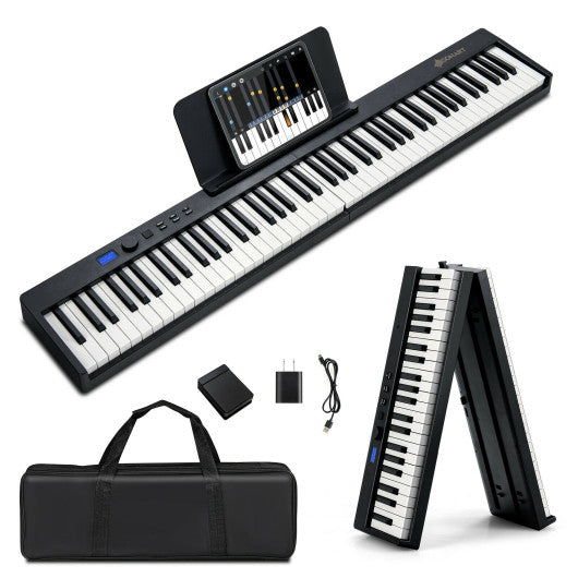 88-Key Foldable Digital Piano with MIDI and Wireless BT-Black