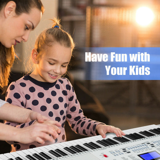 61-Key Electric Piano Keyboard for Beginner-White