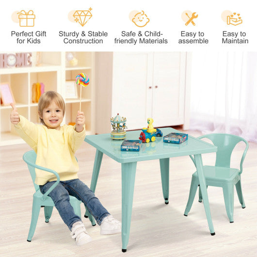 27'' Kids Square Steel Table Play Learn Activity Table-Blue