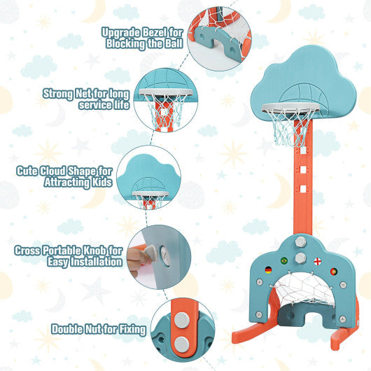 3-in-1 Kids Basketball Hoop Set with Balls-Green