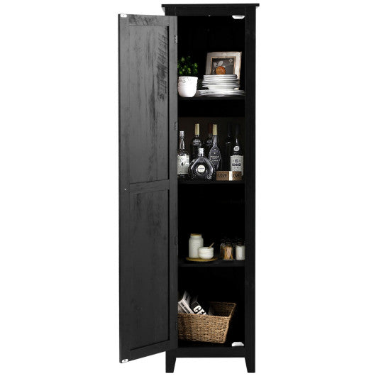 Linen Tower Bathroom Storage Cabinet Tall Slim Side Organizer with Shelf-Black