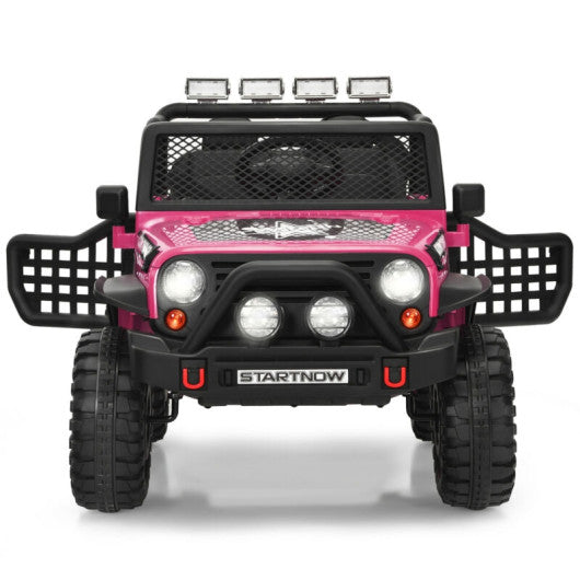 12V Kids Remote Control Electric Ride On Truck Car with Lights and Music -Pink