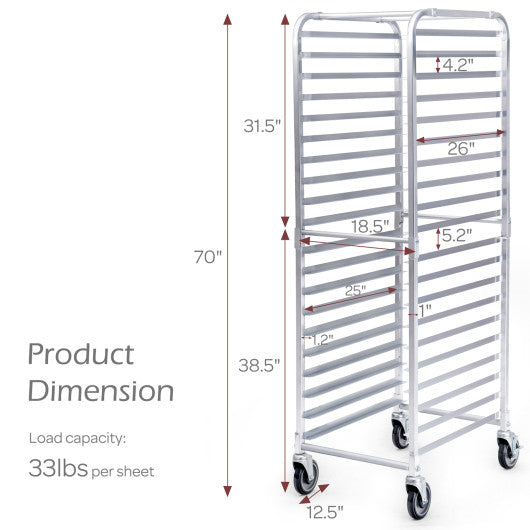 26 x 20 x 70 Inch 20 Sheet Aluminum Pan Rolling Bakery Rack