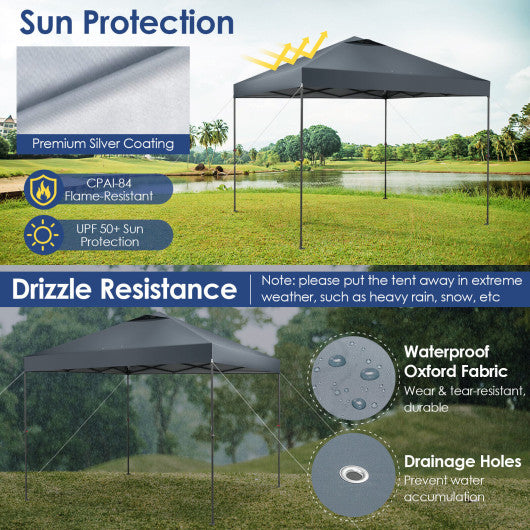 10 x 10 Feet Foldable Outdoor Instant Pop-up Canopy with Carry Bag-Gray