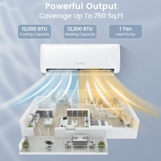 12000 BTU 21 SEER2 208-230V Ductless Mini Split Air Conditioner with Heater Pump