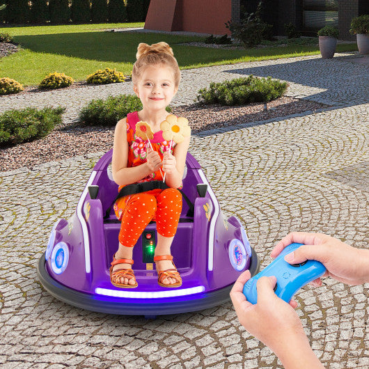 12V Electric Ride On Car with Remote Control and Flashing LED Lights-Purple