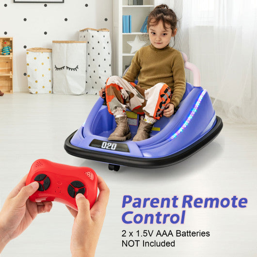 12V Kids Bumper Car Ride on Toy with Remote Control and 360 Degree Spin Rotation-Purple