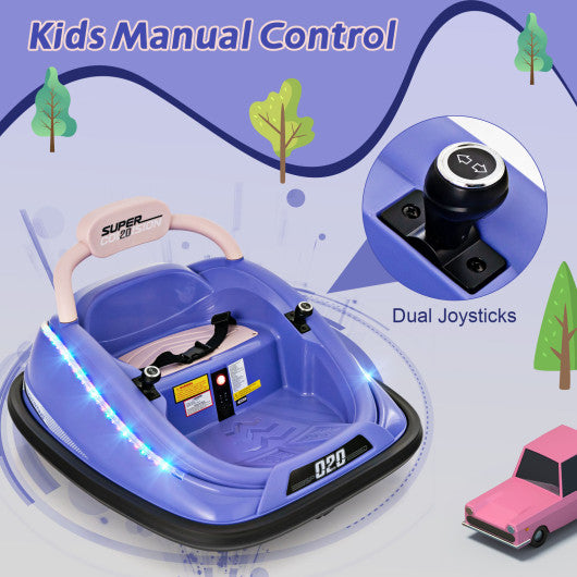 12V Kids Bumper Car Ride on Toy with Remote Control and 360 Degree Spin Rotation-Purple