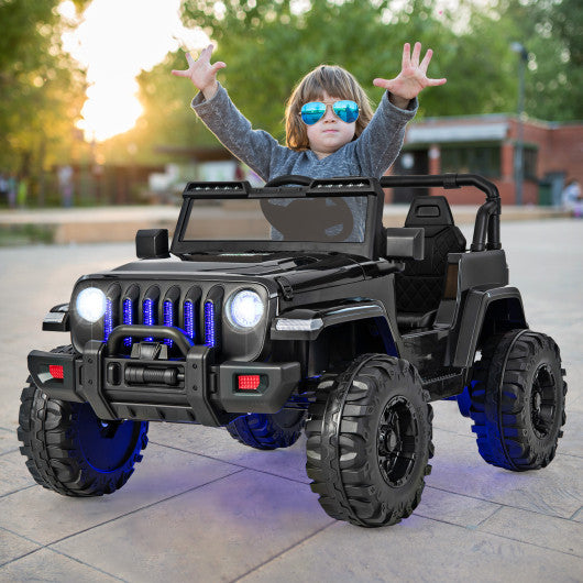 12V Kids Ride-on Jeep Car with 2.4 G Remote Control-Solid Black