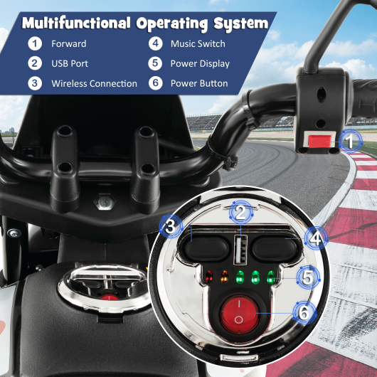 Aprilia Licensed Kids Ride On Motorcycle with 2 Training Wheels-Navy