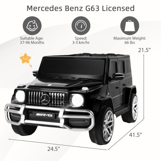 12V Mercedes-Benz G63 Licensed Kids Ride On Car with Remote Control-Black