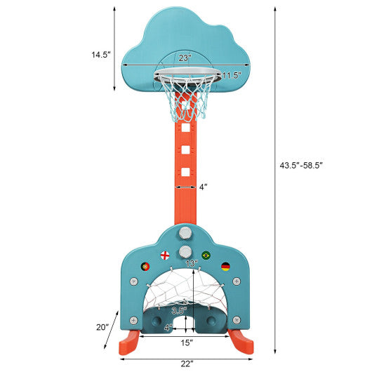 3-in-1 Kids Basketball Hoop Set with Balls-Green