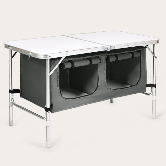 Height Adjustable Folding Camping Table-Gray