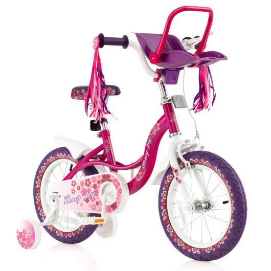 Kids Bike with Doll Seat and Removable Training Wheels-M