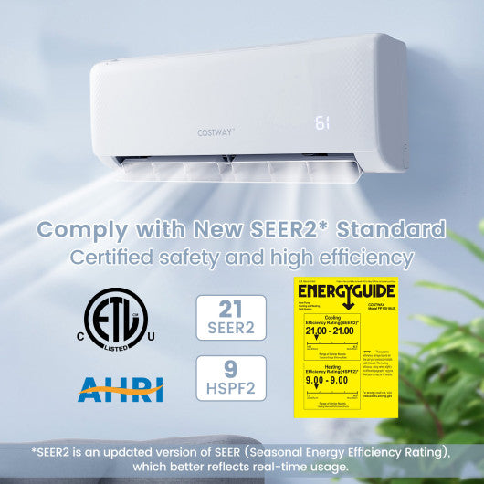 17000 BTU 21 SEER2 208-230V Ductless Mini Split Air Conditioner and Heater