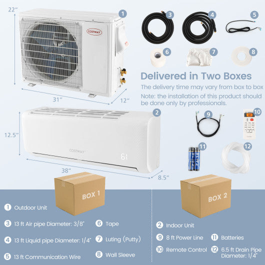 17000 BTU 21 SEER2 208-230V Ductless Mini Split Air Conditioner and Heater
