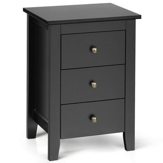 Nightstand End Beside Table Drawers Modern Storage Bedroom Furniture-Black