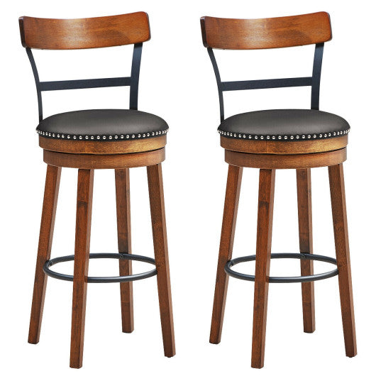 Set of 2 30.5 Inch Swivel Pub Height Bar Stool