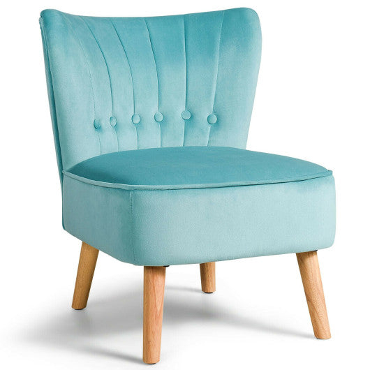 Armless Accent Chair Tufted Velvet Leisure Chair-Green