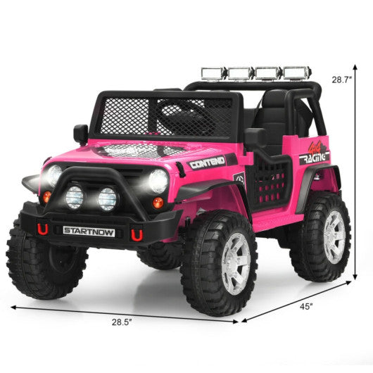 12V Kids Remote Control Electric Ride On Truck Car with Lights and Music -Pink