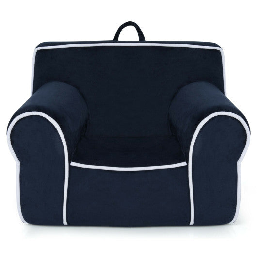 Upholstered Kids Sofa with Velvet Fabric and High-Quality Sponge-Navy