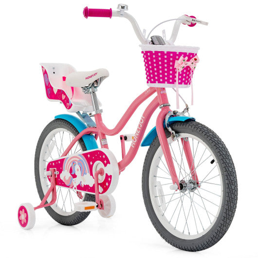 Kids Bicycle with Training Wheels and Basket for Boys and Girls Age 3-9 Years-18"