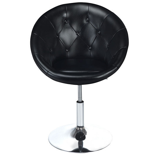1 Piece Modern Adjustable Swivel Round PU Leather Chair-Black