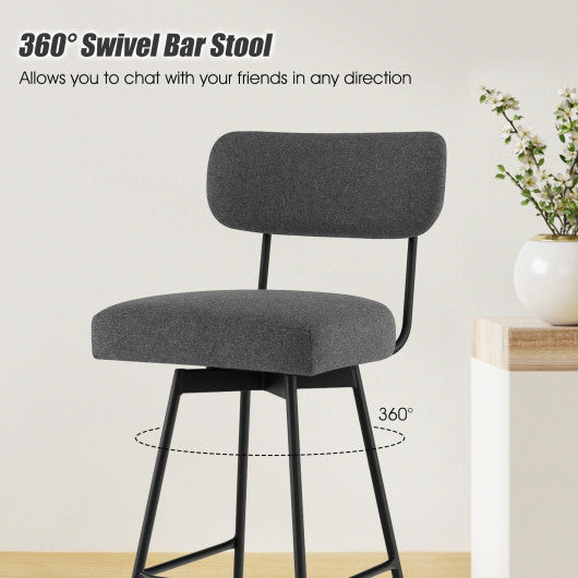 25" 2-Piece Modern Upholstered Bar Stools with Back and Footrests-Gray