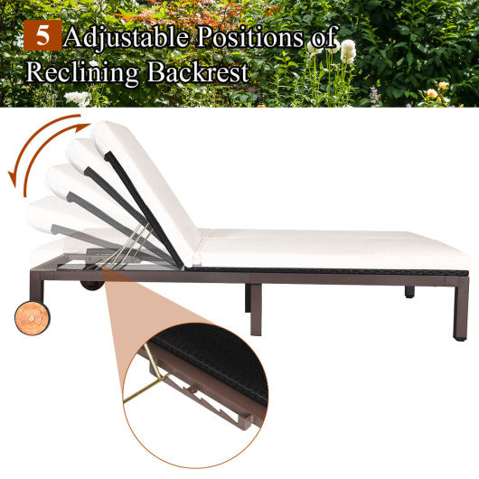 2-Person Patio Rattan Lounge Chair with Adjustable Backrest-White