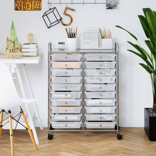 20 Drawers Storage Rolling Cart Studio Organizer-Clear