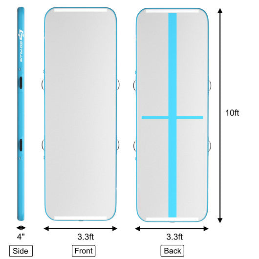 10 Feet Inflatable Gymnastics Tumbling Mat with Pump-Navy