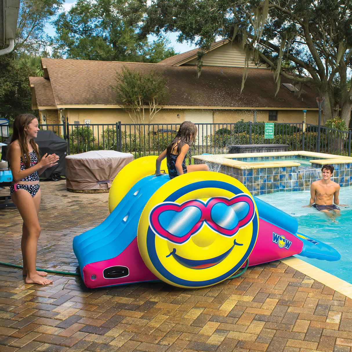 WOW Sports Fun Inflatable Water Slide with Sprinklers for In-Ground Pools (21-2360-WOW) by Jupiter Gear