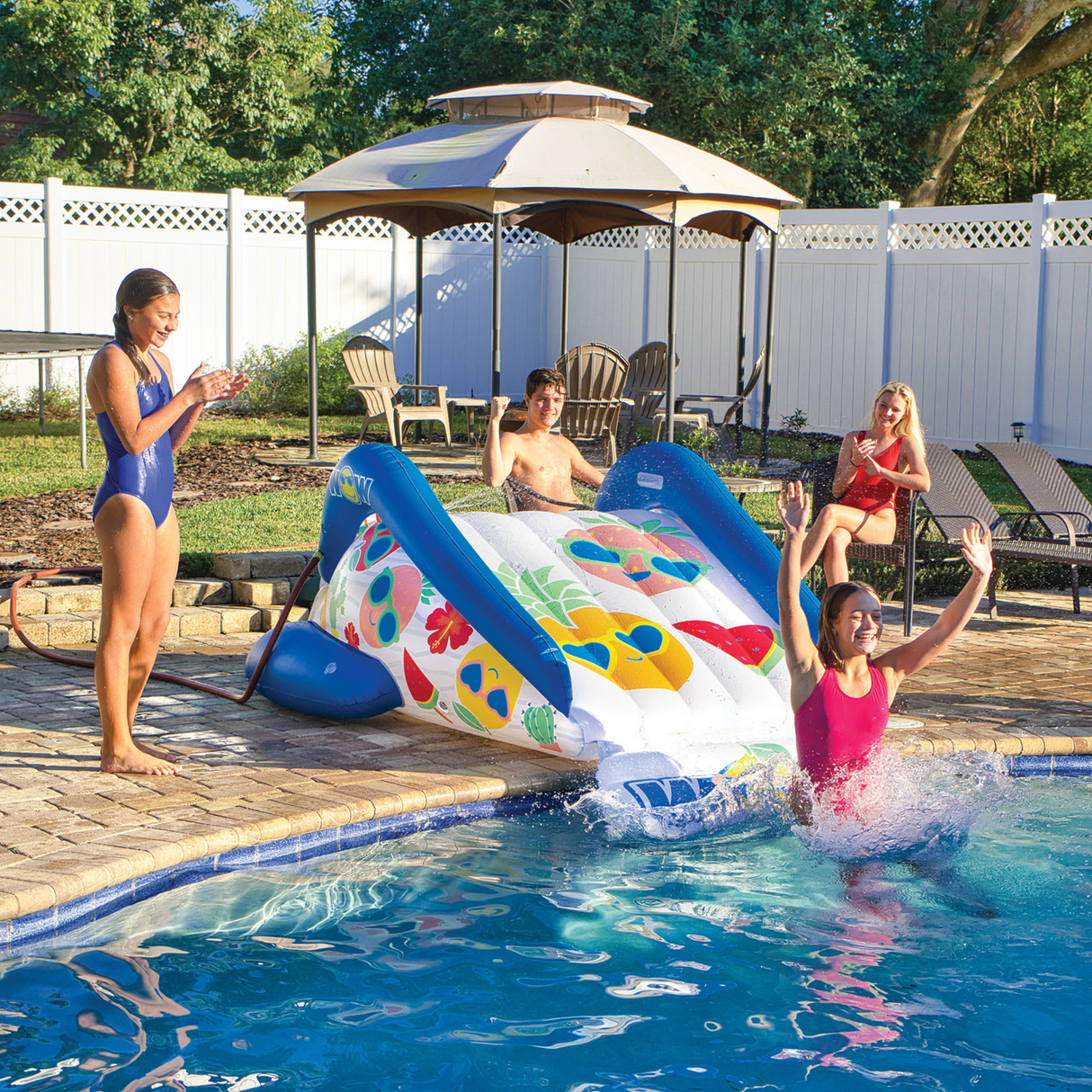 WOW Sports Fruit Fun Soaker Sprinkler Inflatable Slide for In-Ground Pools (21-2470-WOW) by Jupiter Gear