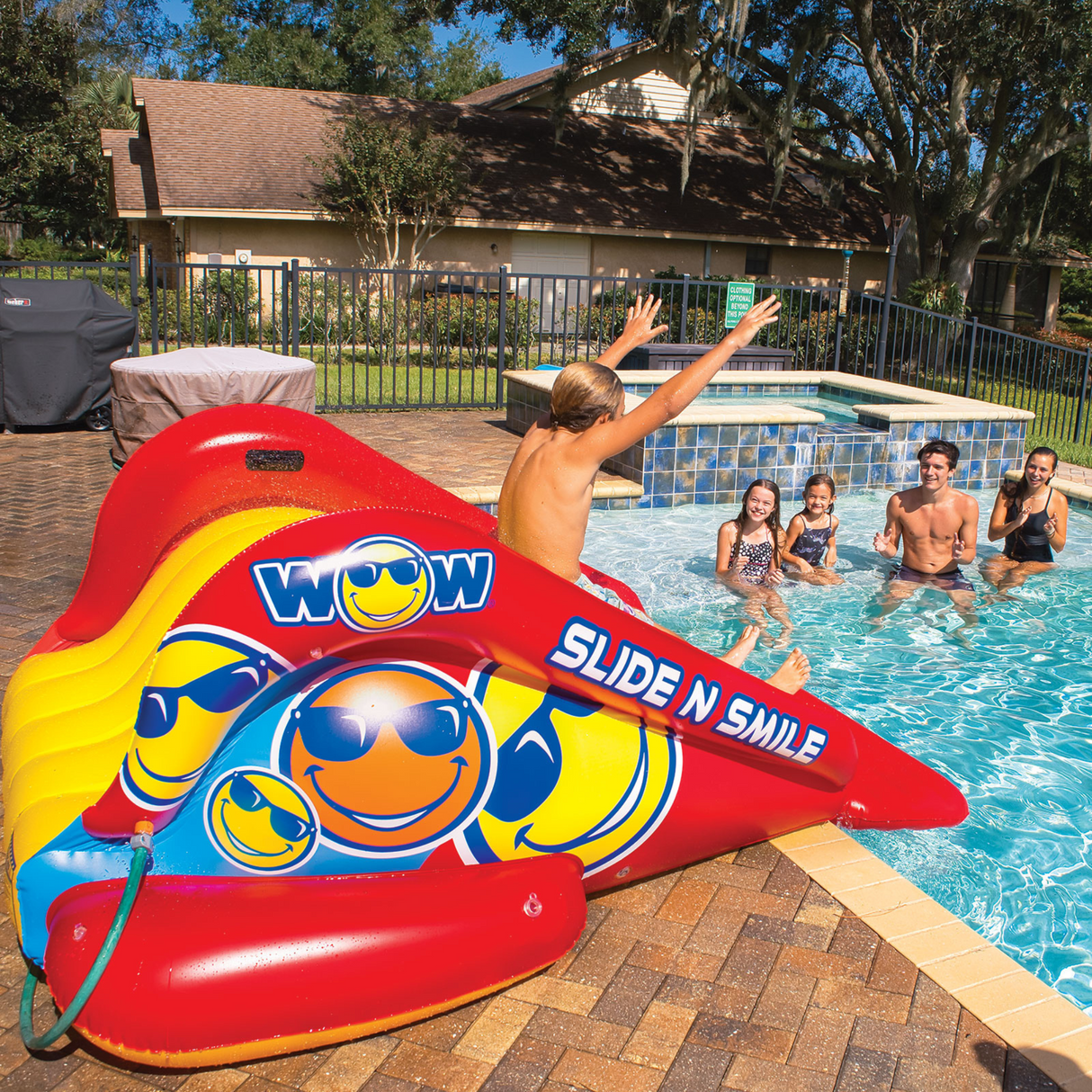 WOW Sports Slide N Smile Inflatable Pool Slide with Sprinklers for Kids and Adults (21-2500-WOW) by Jupiter Gear