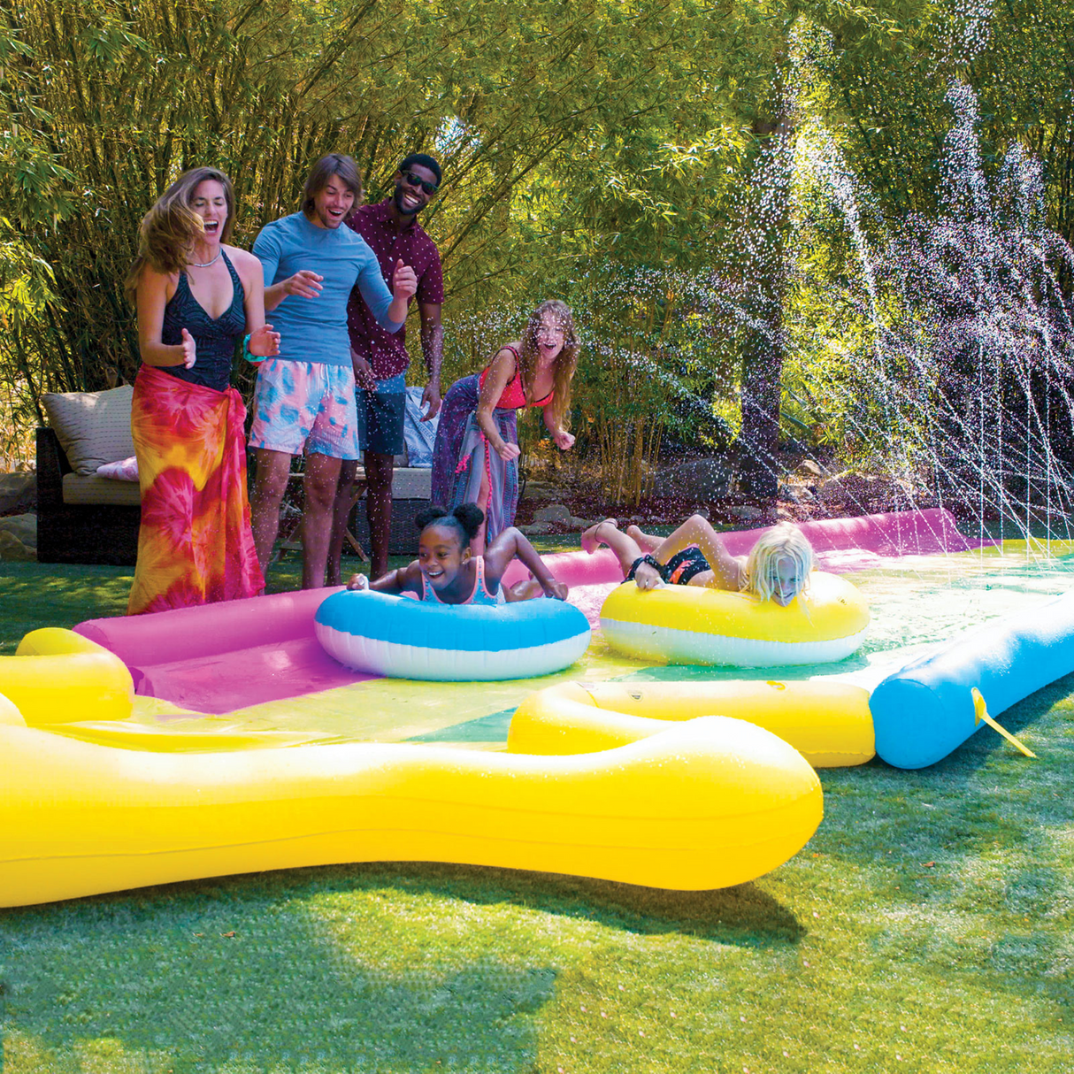 WOW Sports 40' x 8' Rainbow Star Super Slide with 2 Inflatable Sleds (21-2520-WOW) by Jupiter Gear