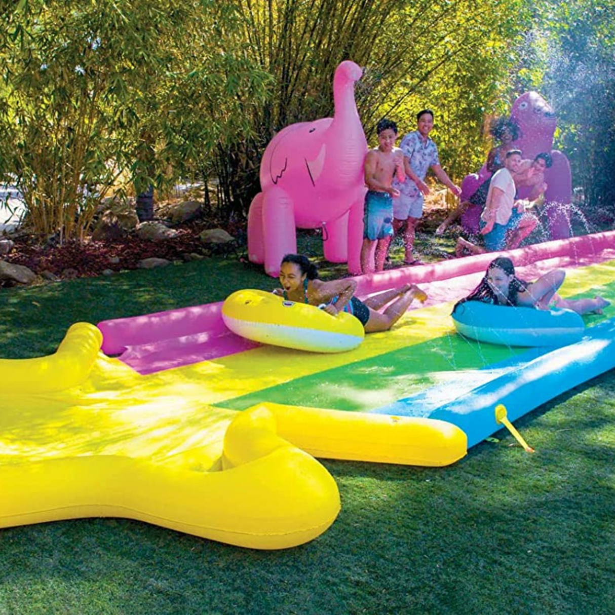 WOW Sports 40' x 8' Rainbow Star Super Slide with 2 Inflatable Sleds (21-2520-WOW) by Jupiter Gear