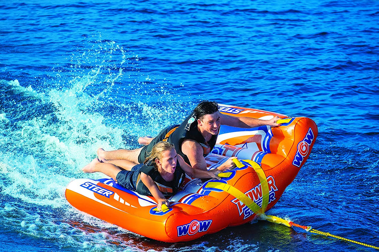 WOW Sports Power Steer 2 Person 2P Steerable Deck Tube Towable (22-WTO-4112) by Jupiter Gear