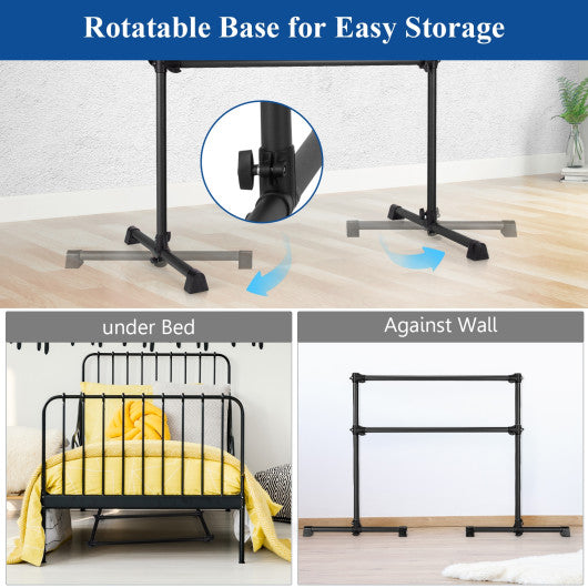 4 Feet Double Ballet Barre Bar with Adjustable Height-Black