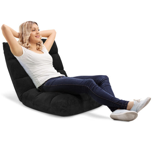 Adjustable 14-Position Floor Chair Folding Lazy Gaming Sofa Chair-Black