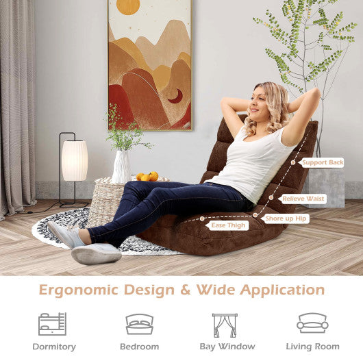 Adjustable 14-position Cushioned Floor Chair-Coffee